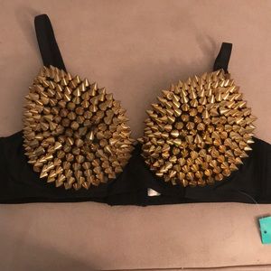 Gold spikes bra